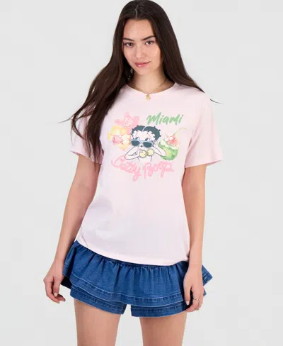 Grayson Threads, The Label Juniors' Betty Boop Miami Graphic T-shirt In Pink