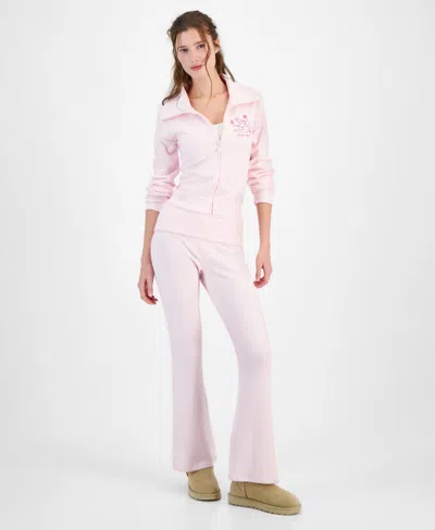 GRAYSON THREADS, THE LABEL JUNIORS' CALL ME ANGEL COZY WAFFLE KNIT FOLDOVER WAIST PANTS