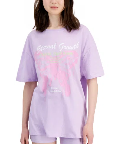 Grayson Threads, The Label Tai Apparel Juniors Eternal Good Graphic Print Crewneck Tee Pull On Bike Shorts In Purple
