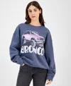 Grayson Threads, The Label Juniors' Crewneck Bronco Graphic Sweatshirt In Turbulence
