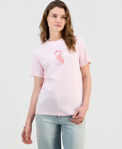Grayson Threads, The Label Juniors' Diet Coke Bow Graphic-print Tee In Pink