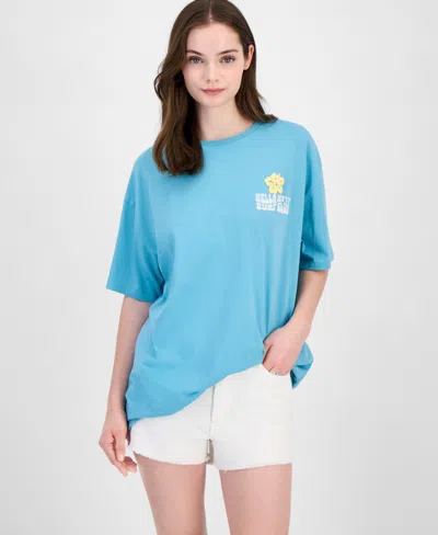Grayson Threads, The Label Juniors' Hello Kitty Aloha Beach Graphic T-shirt In Blue