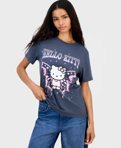 Grayson Threads, The Label Juniors' Hello Kitty Butterfly Graphic-print Tee In Gray