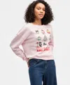 Grayson Threads, The Label Juniors' Hello Kitty Christmas Grid Fleece Sweatshirt In Pink