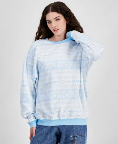 Grayson Threads, The Label Juniors' Hello Kitty Fair Isle Sweatshirt In White
