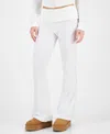 Grayson Threads, The Label Juniors' Hello Kitty Cozy Waffle Knit Foldover Waist Pants In Coconut Milk