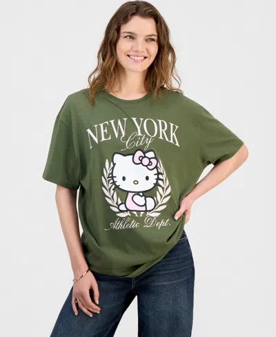 Grayson Threads, The Label Juniors' Hello Kitty Nyc Boyfriend Tee In Green