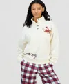 Grayson Threads, The Label Juniors' Hello Kitty Quarter-snap Sweatshirt In White