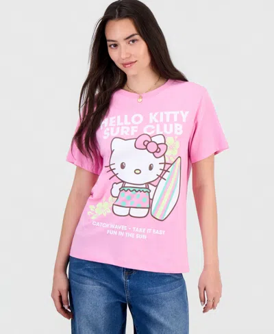 Grayson Threads, The Label Juniors' Hello Kitty Surf Graphic T-shirt In Pink