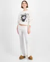 Grayson Threads, The Label Juniors Hello Kitty Thermal Fold Over Pants In White