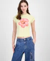 Grayson Threads, The Label Juniors' Hibiscus Graphic Baby T-shirt In Yellow