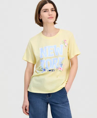 Grayson Threads, The Label Juniors' I Love Ny New York Graphic T-shirt In Yellow