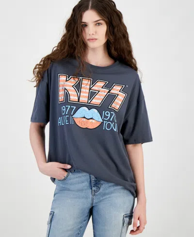 Grayson Threads, The Label Juniors' Kiss Graphic T-shirt In Gray
