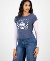 Grayson Threads, The Label Juniors' Kuromi Long Sleeve Layered Tee In Gray