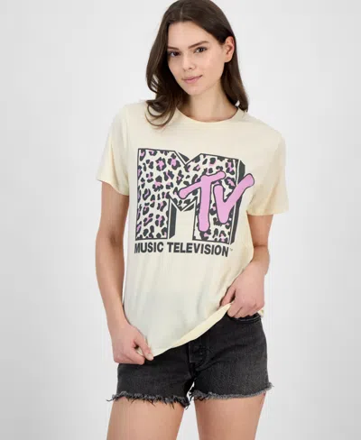 Grayson Threads, The Label Juniors' Leopard Mtv Graphic Print T-shirt In Beige