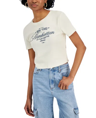 Grayson Threads, The Label Juniors' Manhattan Baby T-shirt In Off White
