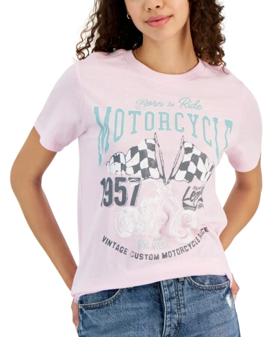 Grayson Threads, The Label Juniors' Motorcycle Graphic Tee In Pink