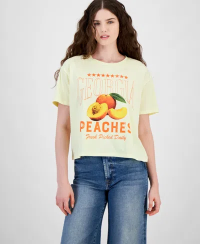 Grayson Threads, The Label Juniors' Peaches Graphic T-shirt In Yellow
