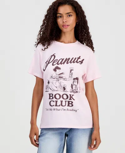 Grayson Threads, The Label Juniors' Peanuts Book Club Graphic-print T-shirt In Ballet Slipper