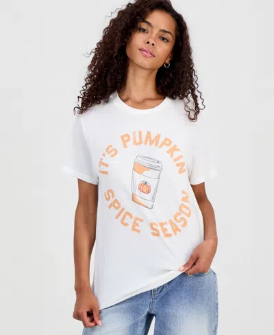 Grayson Threads, The Label Juniors' Pumpkin Spice Graphic-print T-shirt In White