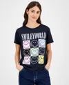 Grayson Threads, The Label Juniors' Smileyworld Graphic-print T-shirt In Black