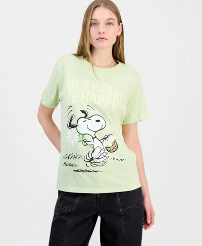 Grayson Threads, The Label Juniors' Snoopy Be Happy Graphic T-shirt In Green