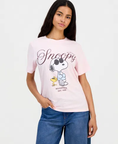 Grayson Threads, The Label Juniors' Snoopy Best Buds Graphic-print Tee In Pink