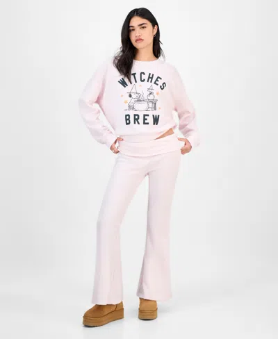 Grayson Threads, The Label Juniors' Snoopy Fold Over Thermal Pants In Pink