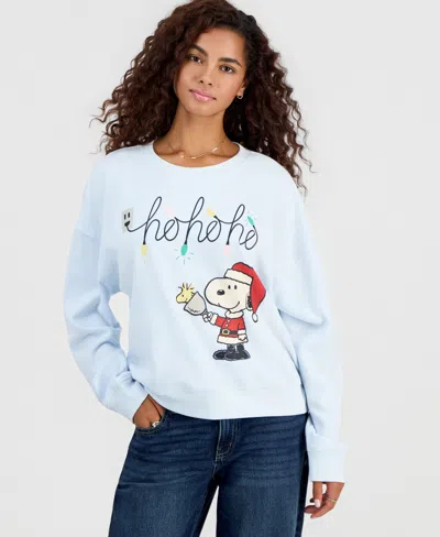 Grayson Threads, The Label Juniors' Snoopy Holiday Crewneck Sweatshirt In Blue