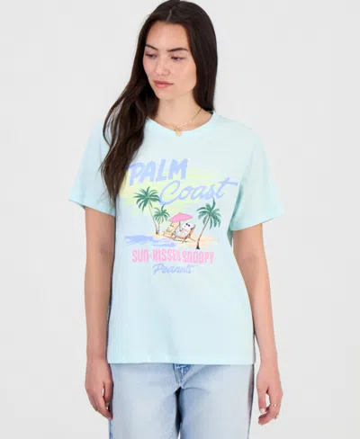 Grayson Threads, The Label Juniors' Snoopy Palm Coast Graphic T-shirt In Blue