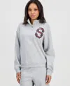 Grayson Threads, The Label Juniors' Snoopy Quarter-snap Sweatshirt In Gray