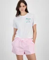 Grayson Threads, The Label Juniors' Snoopy Slice Shop Graphic Print T-shirt In White