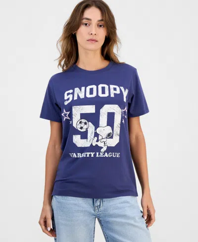 Grayson Threads, The Label Juniors' Snoopy Soccer Short-sleeve T-shirt In Blue