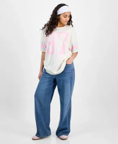 Grayson Threads, The Label Juniors Sporty Jersey Boyfriend Tee Wide Leg Jeans