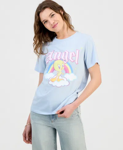 Grayson Threads, The Label Juniors' Tweety Bird Angel Graphic-print Tee In Blue