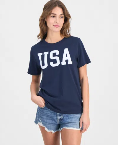 Grayson Threads, The Label Juniors' Usa Crewneck T-shirt In Multi
