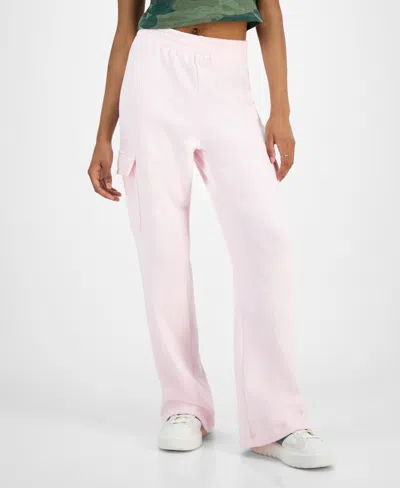 Grayson Threads, The Label Juniors' Wide-leg Cargo Sweatpants In Pink