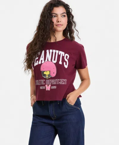 Grayson Threads, The Label Juniors' Woodstock Football Graphic-print Tee In Burgundy