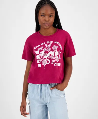 Grayson Threads, The Label Juniors' Year Of The Snake Lunar New Year Graphic T-shirt In Red