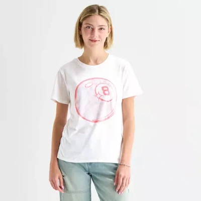 Grayson Threads, The Label Magic 8 Ball Boyfriend Tee Womens Juniors Crew Neck Short Sleeve Relaxed Fit Graphic T-shirt In White