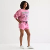 Grayson Threads, The Label Peanuts 75th Social Club Fleece Short Juniors Womens Mid Rise Juniors Pull-on Short In Pink