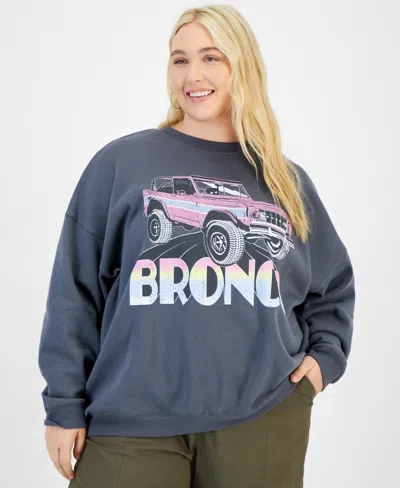 Grayson Threads, The Label Plus Size Bronco Graphic Sweatshirt In Gray