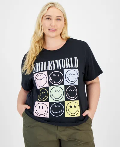 Grayson Threads, The Label Plus Size Smileyworld Graphic T-shirt In Black