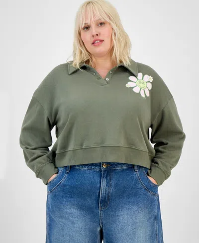 Grayson Threads, The Label Trendy Plus Collared Daisy Sweatshirt