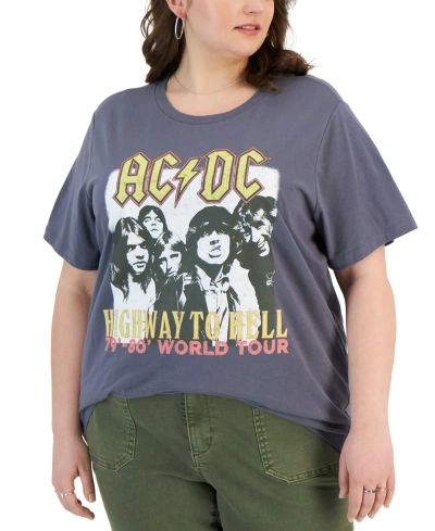 Grayson Threads, The Label Trendy Plus Size Ac/dc Graphic T-shirt In Grey