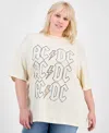 Grayson Threads, The Label Trendy Plus Size Acdc Graphic Tee In Beige