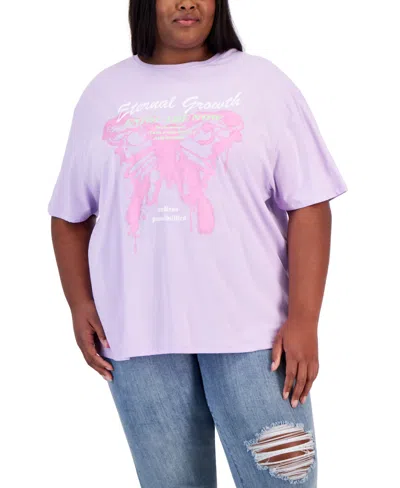 Grayson Threads, The Label Trendy Plus Size Butterfly Growth Cotton T-shirt In Purple