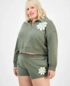 Grayson Threads, The Label Grayson Threads The Label Trendy Plus Size Collared Daisy Sweatshirt Shorts