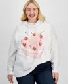Grayson Threads, The Label Trendy Plus Size Hooded Dropped-shoulder Cake Sweatshirt In White