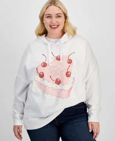 Grayson Threads, The Label Trendy Plus Size Hooded Dropped-shoulder Cake Sweatshirt In White